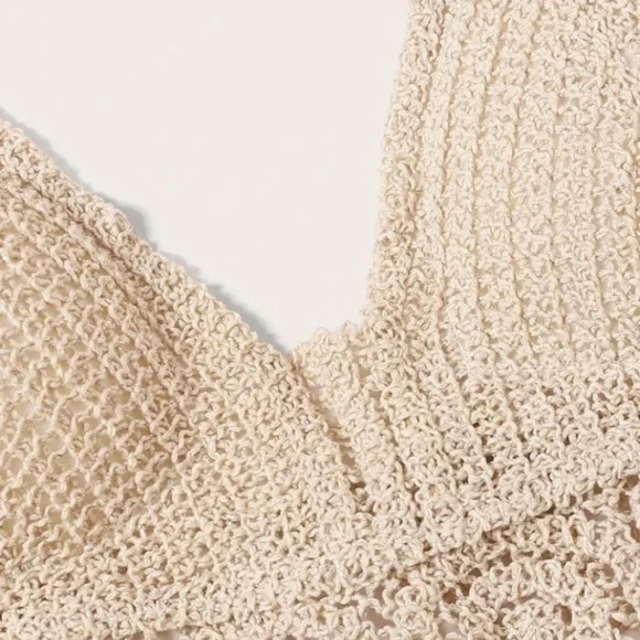 Fringe Hem Crocheted Halter Top size S‎ Bohemian romantic festival summer hippie - Picture 6 of 11